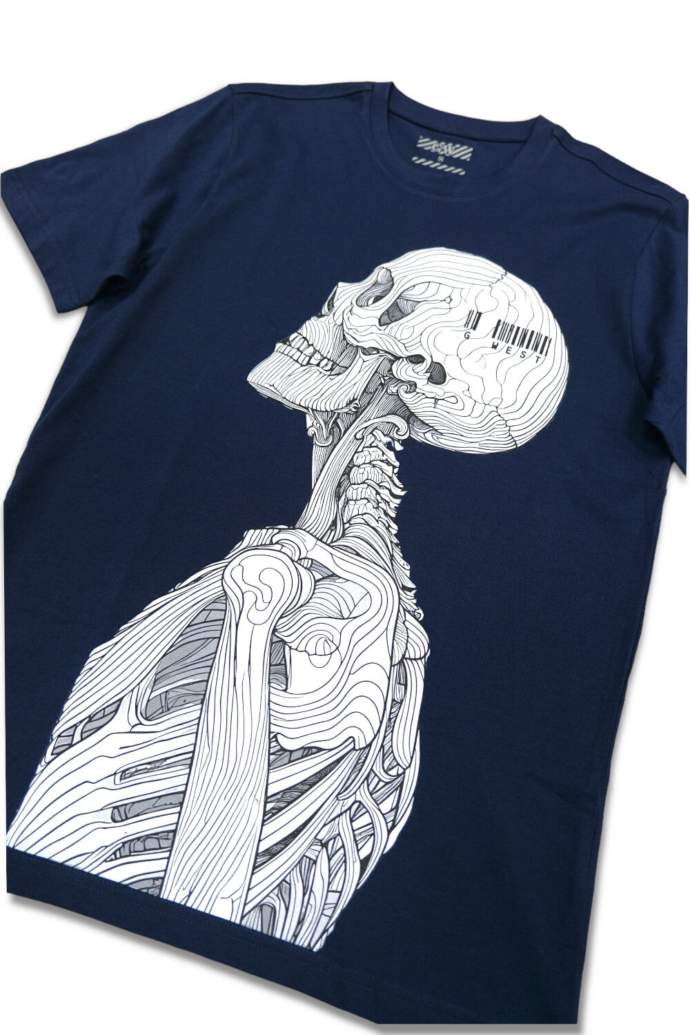 G West Barcode Skelleton T-shirt -Navy Blue