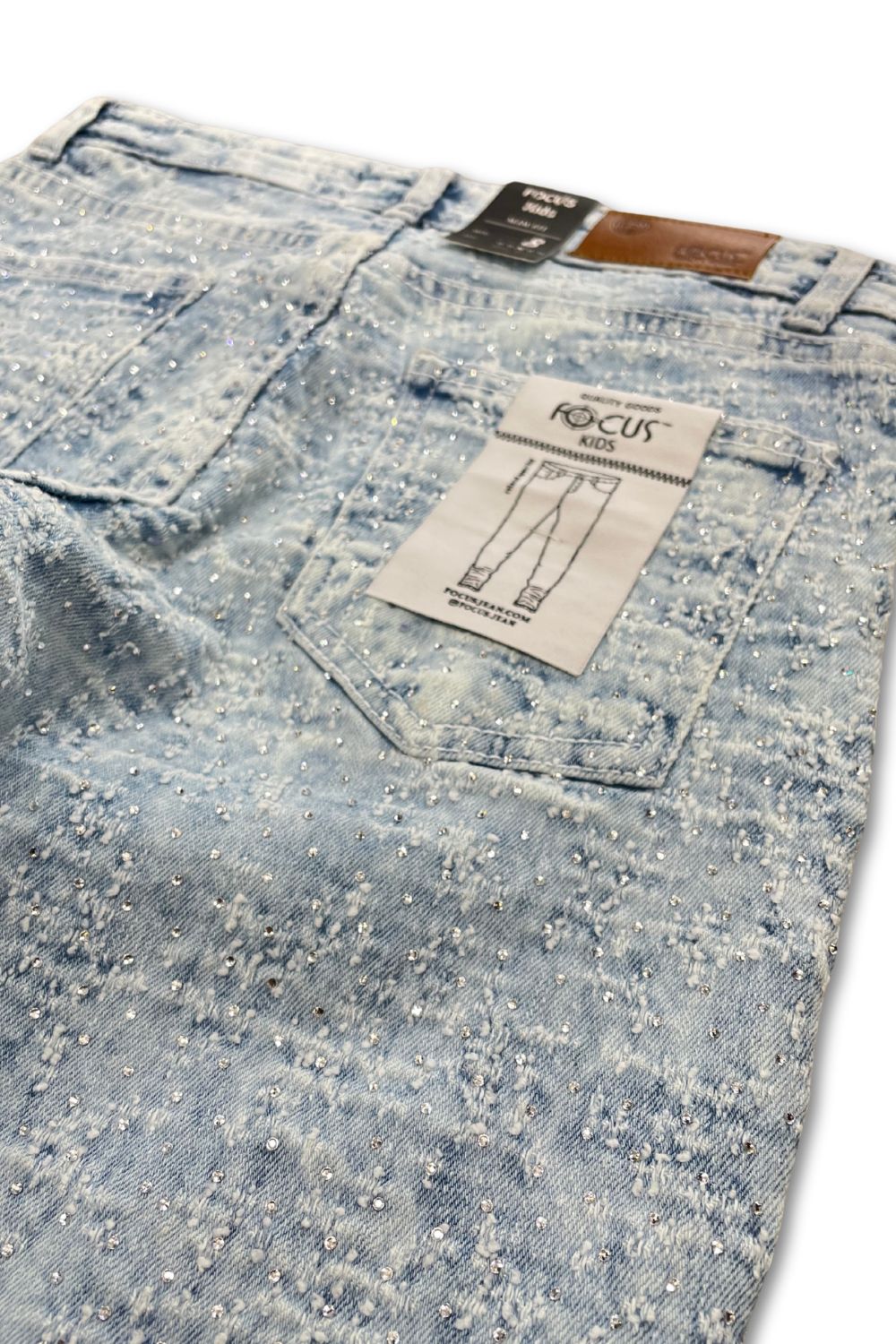 Boys Focus Diamond Denim Jeans- Ice Blue
