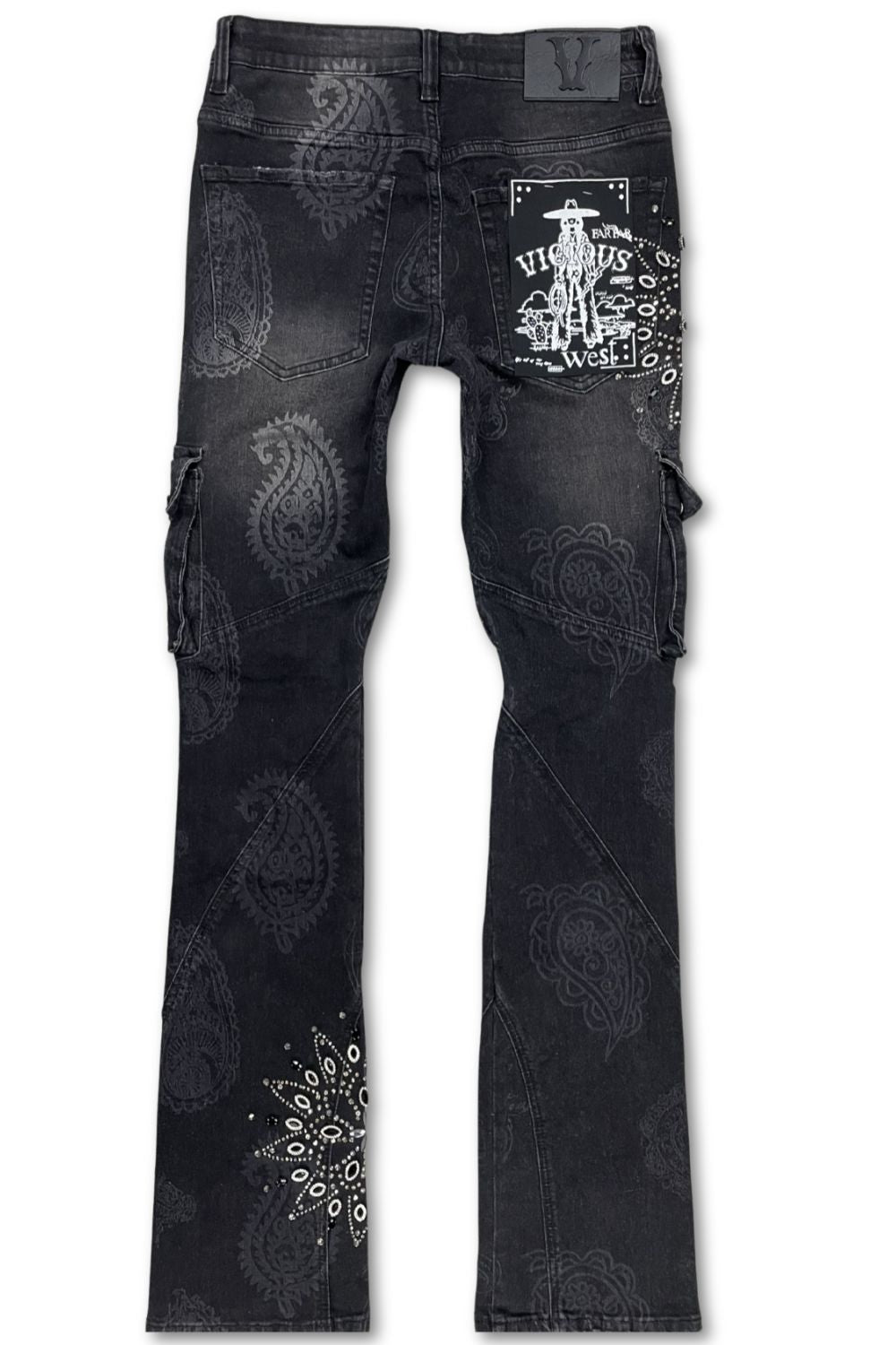 Vicious Rhinestone Artwork Stacked Jeans