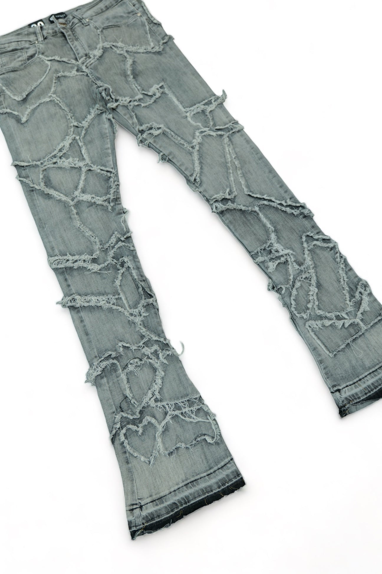 Grey. Stacked Jeans