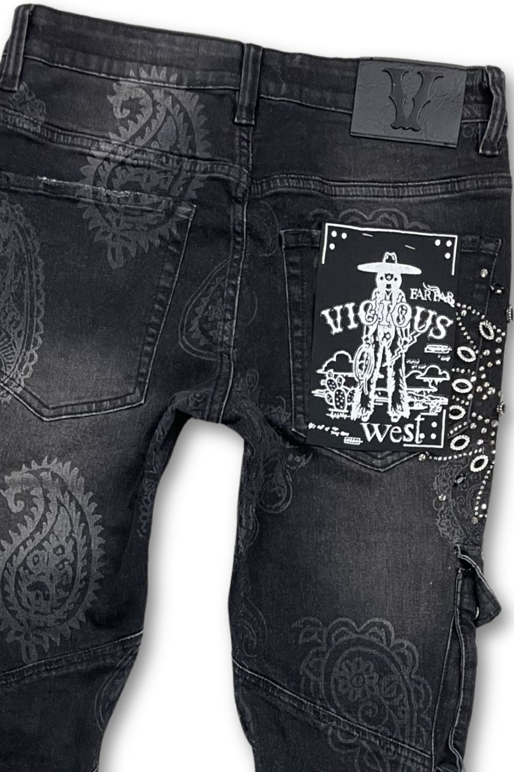 Vicious Rhinestone Artwork Stacked Jeans
