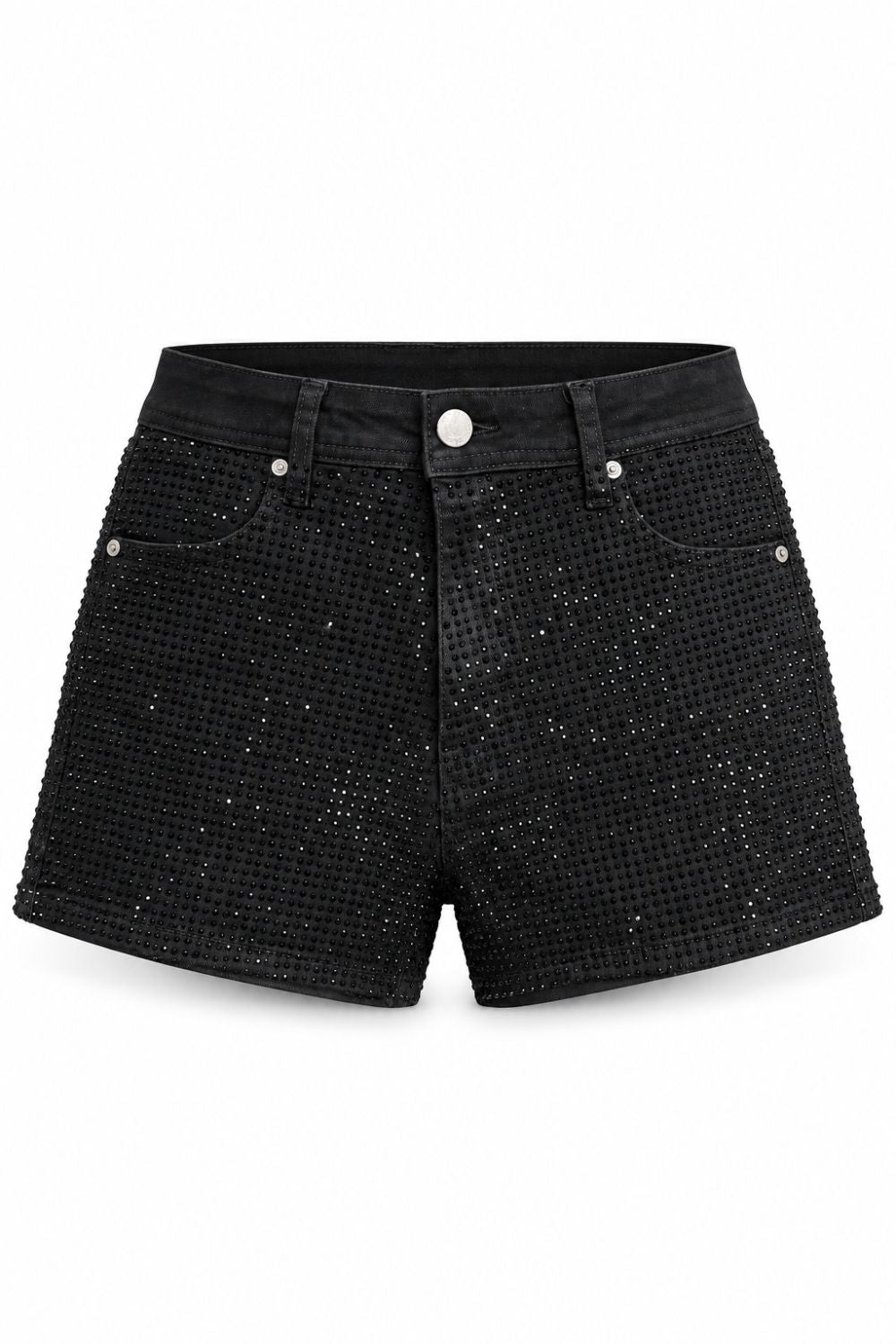 Women's Red Fox Rhinestone Jean Shorts - Black