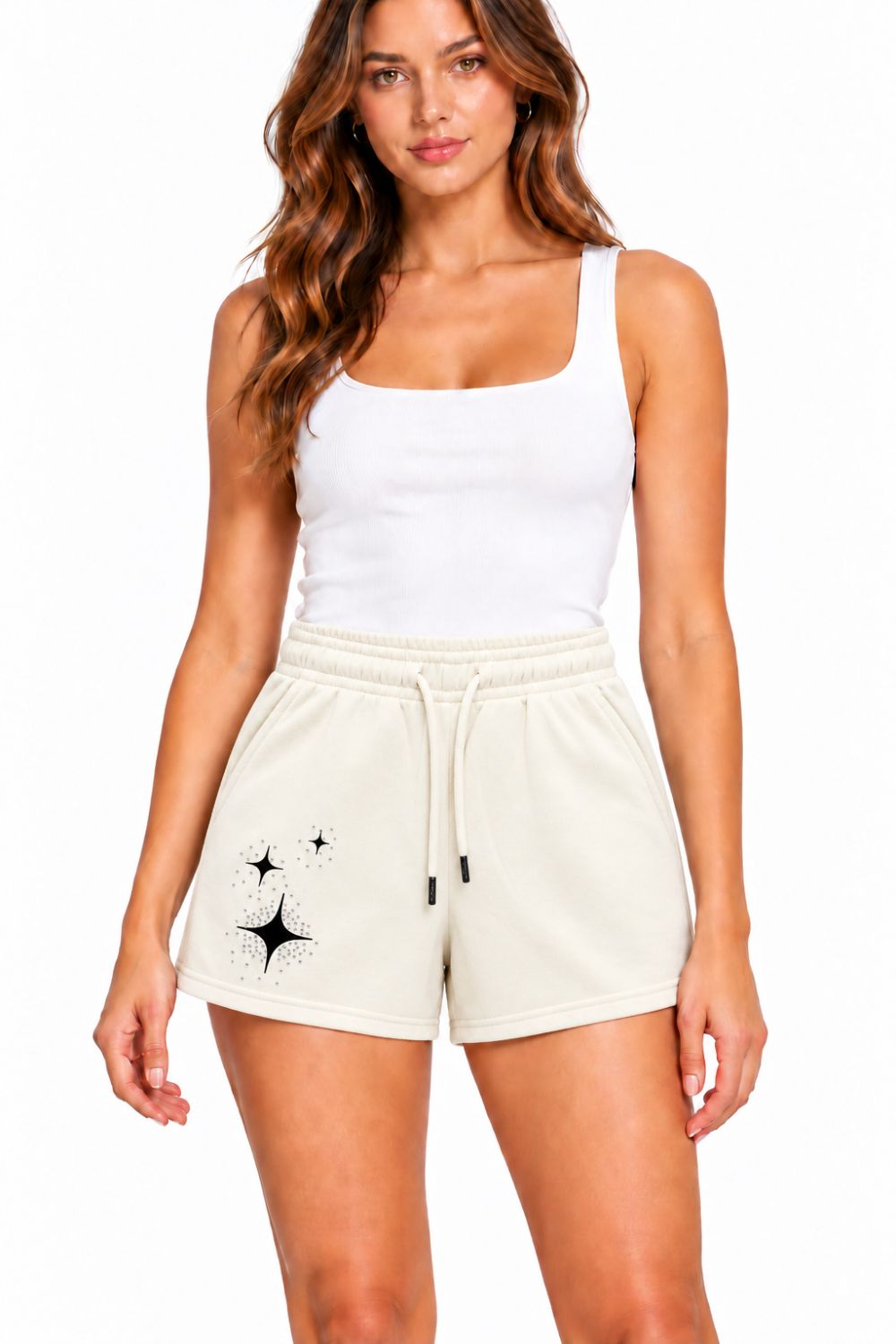 Women's Red Fox Fearless Rhinestone Shorts - Cream
