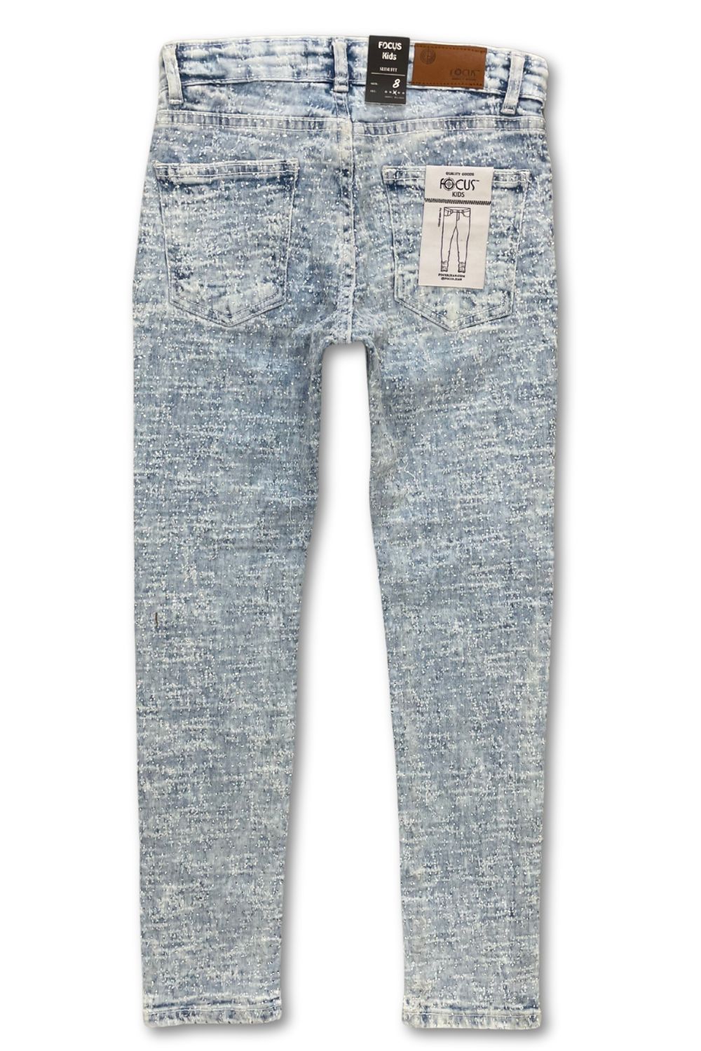 Boys Focus Diamond Denim Jeans- Ice Blue