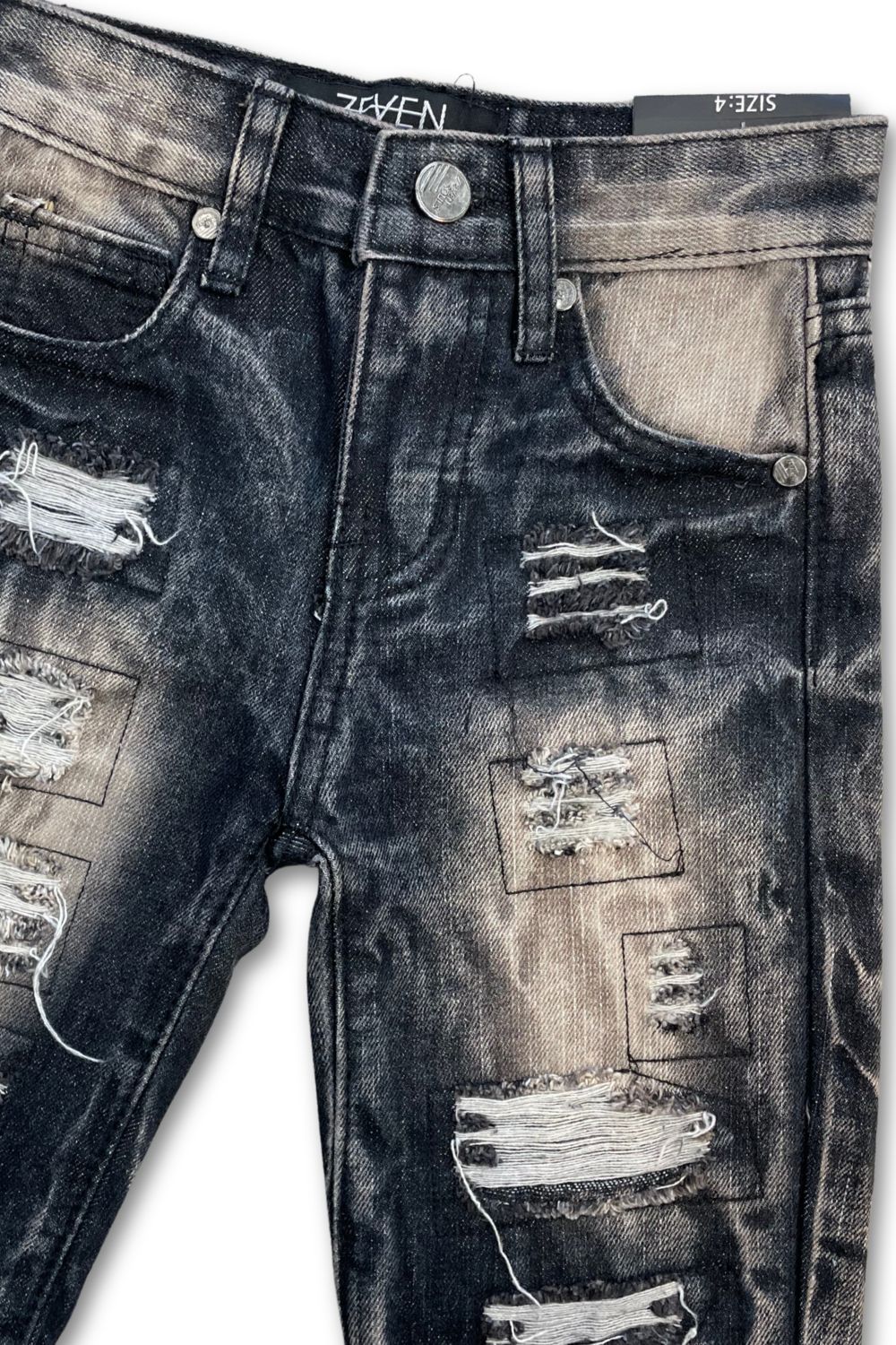 Kids Rips Jean Shorts - Black Wash