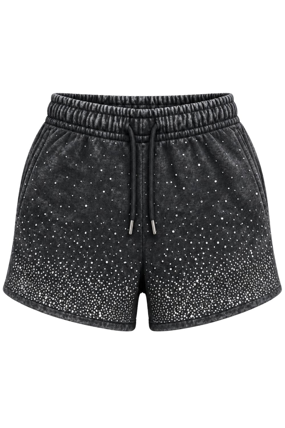 Womens Red Fox Rhinestone Shorts - Black