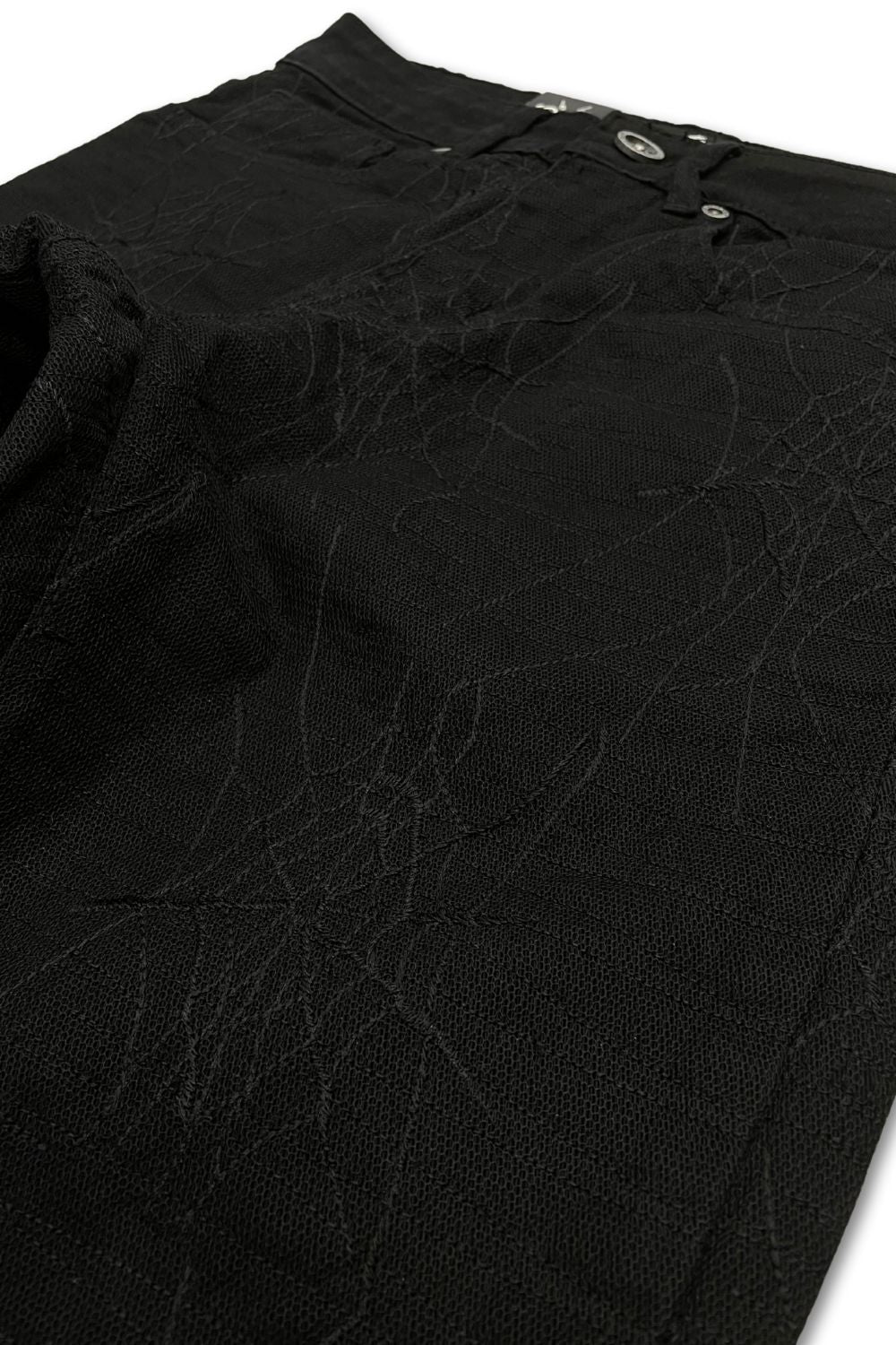 Focus Stacked Spiderweb Jeans- Black