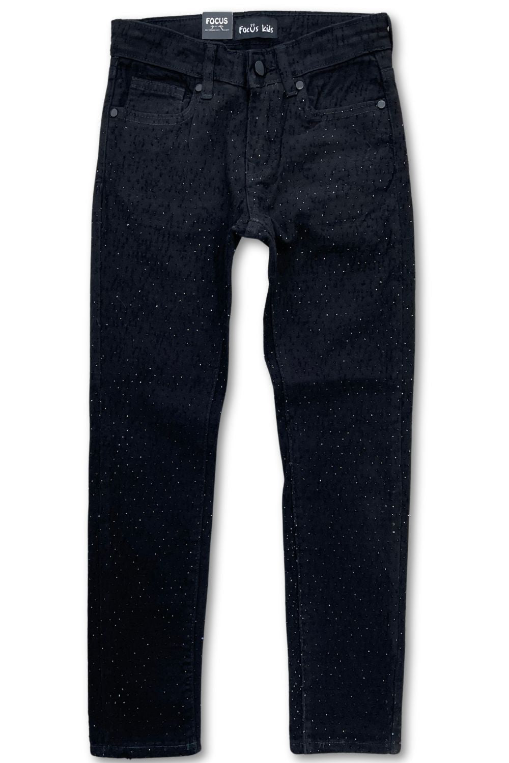 Boys Focus Diamond Denim Jeans- Black