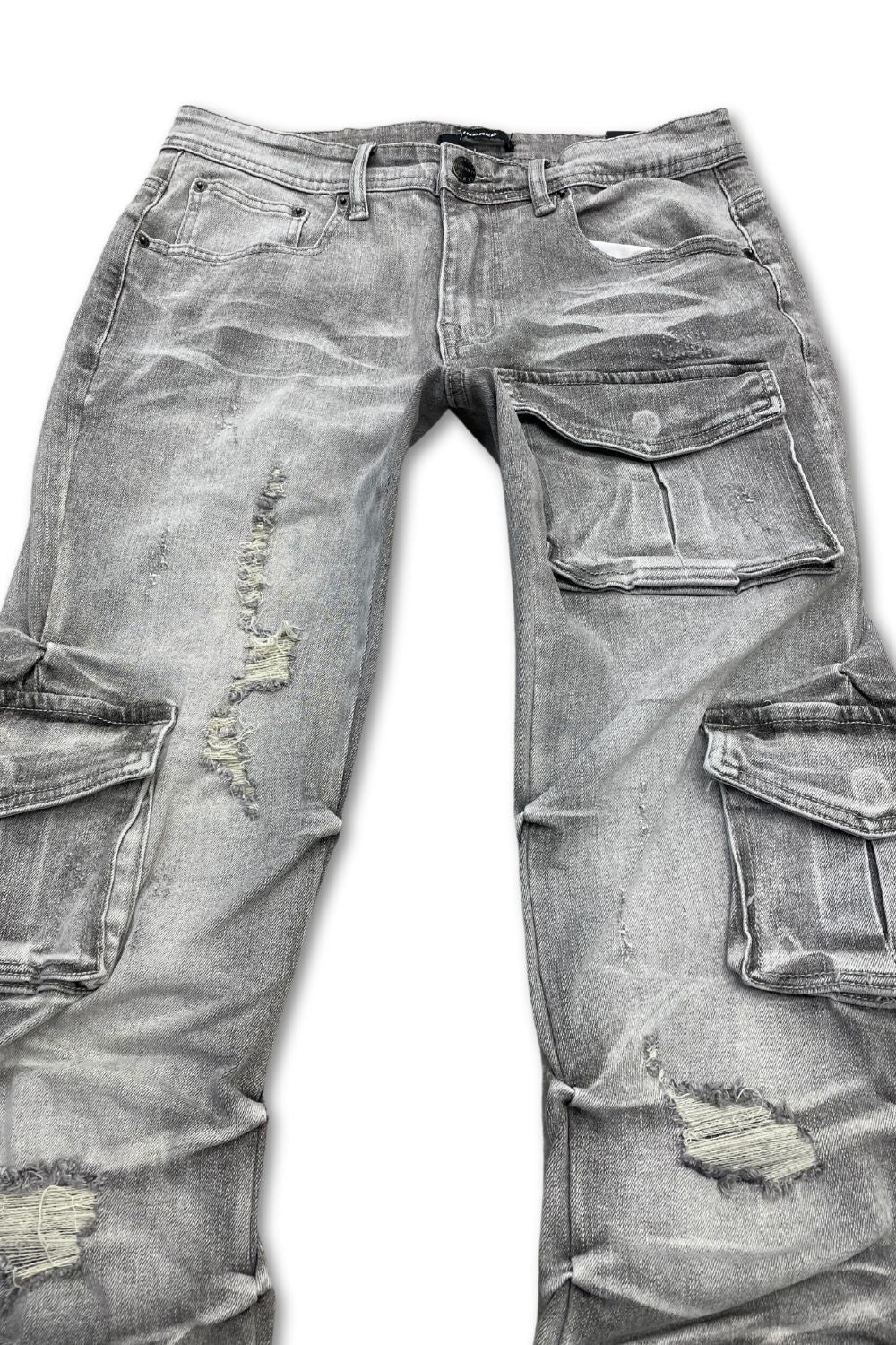 Kindred Stacked Cargo Jeans- Ice Grey