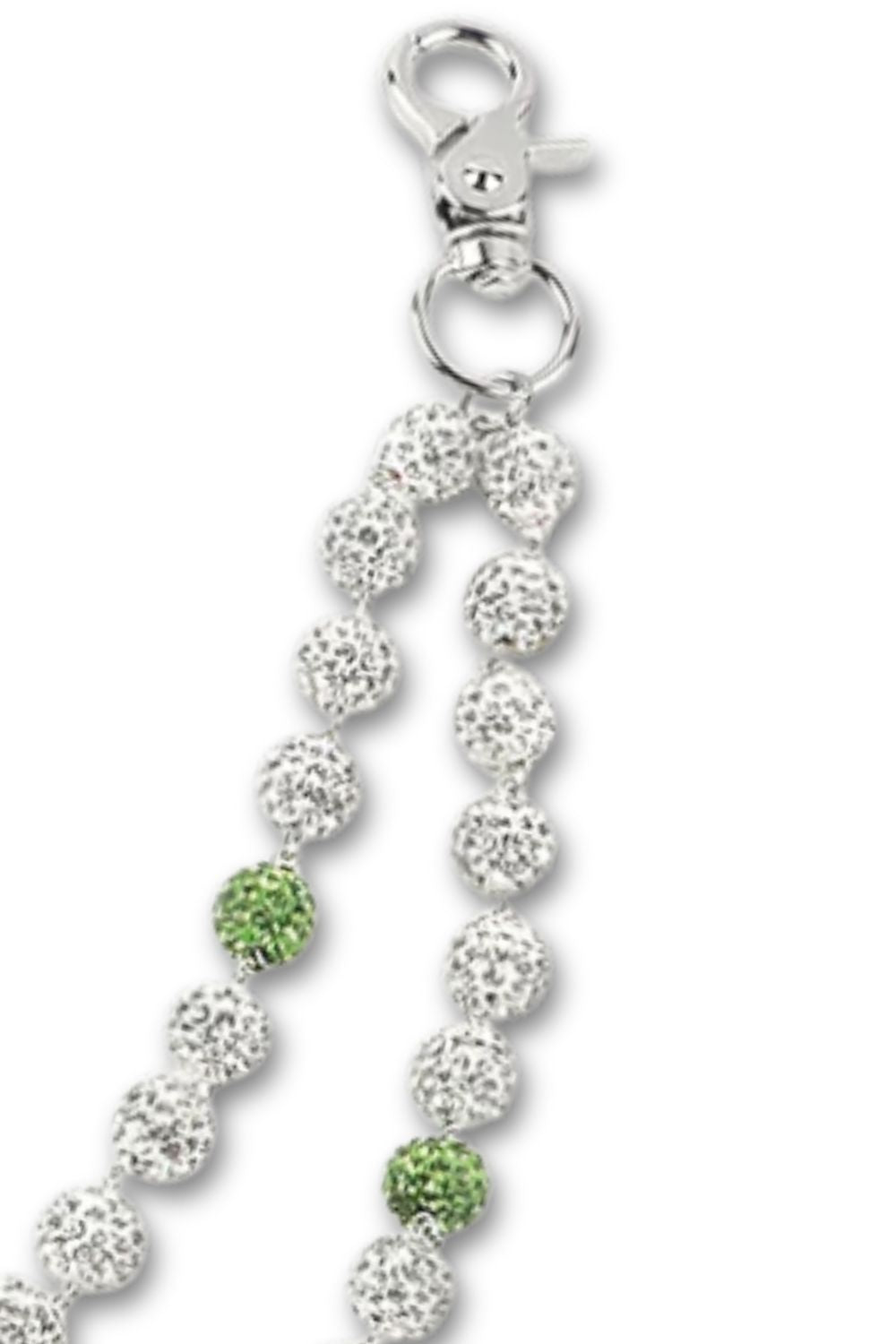 Rhinestone Wallet Chain Silver/Green