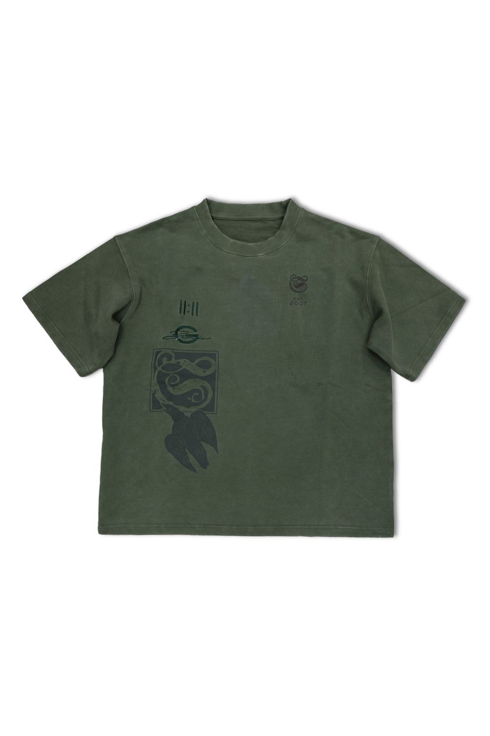 Gunzinii Cropped Vintage T - Shirt - Olive