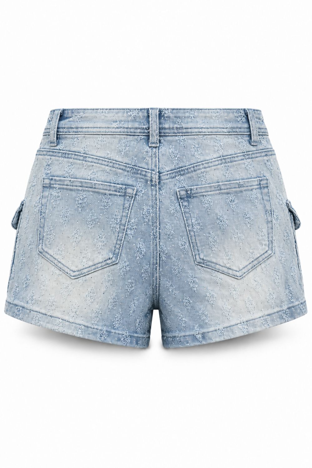 Women's Red Fox Embellished Rhinestone Jean Shorts - Ice Blue