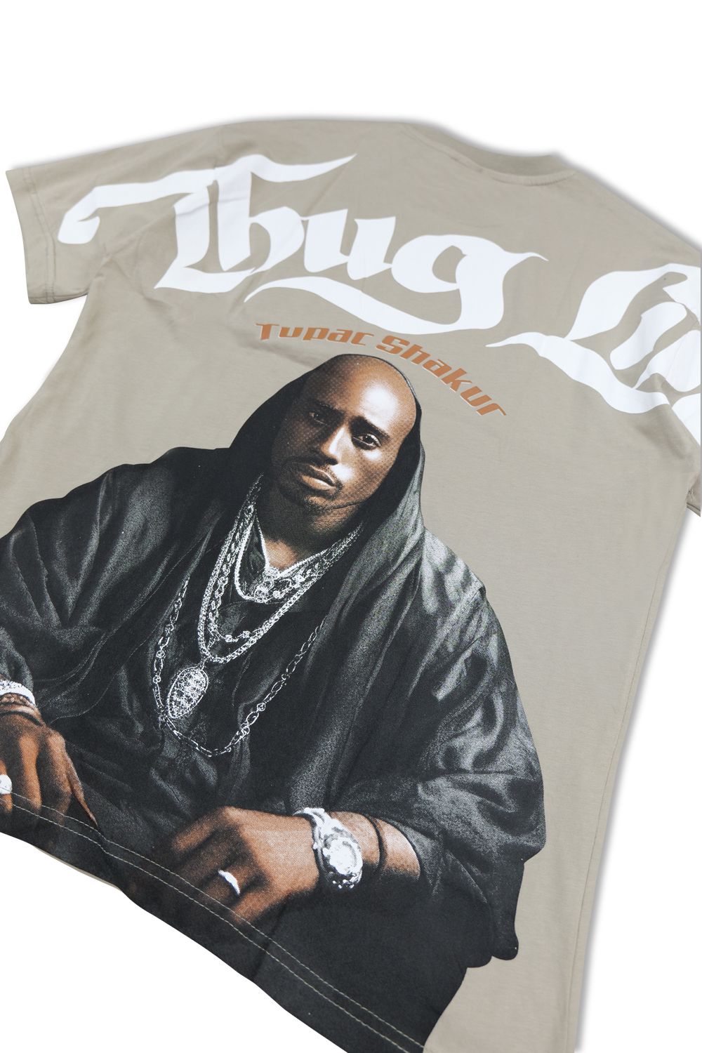 Tupac Shakur Thug Life Graphic T-Shirt -Beige