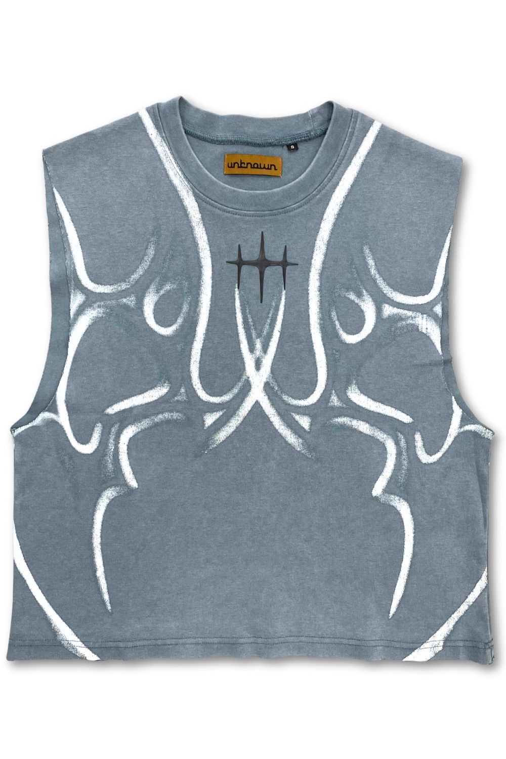 Unknown Sleeveless Cropped T-Shirt- Slate Blue