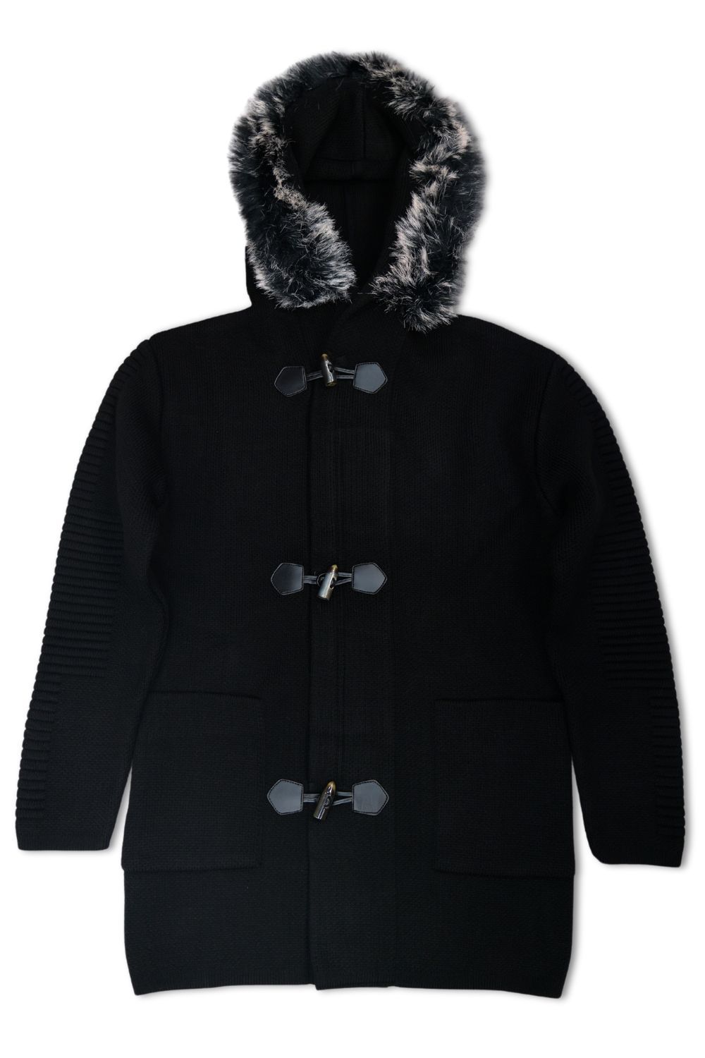 One In A Million -Cardigan Sweater With Fur - Black