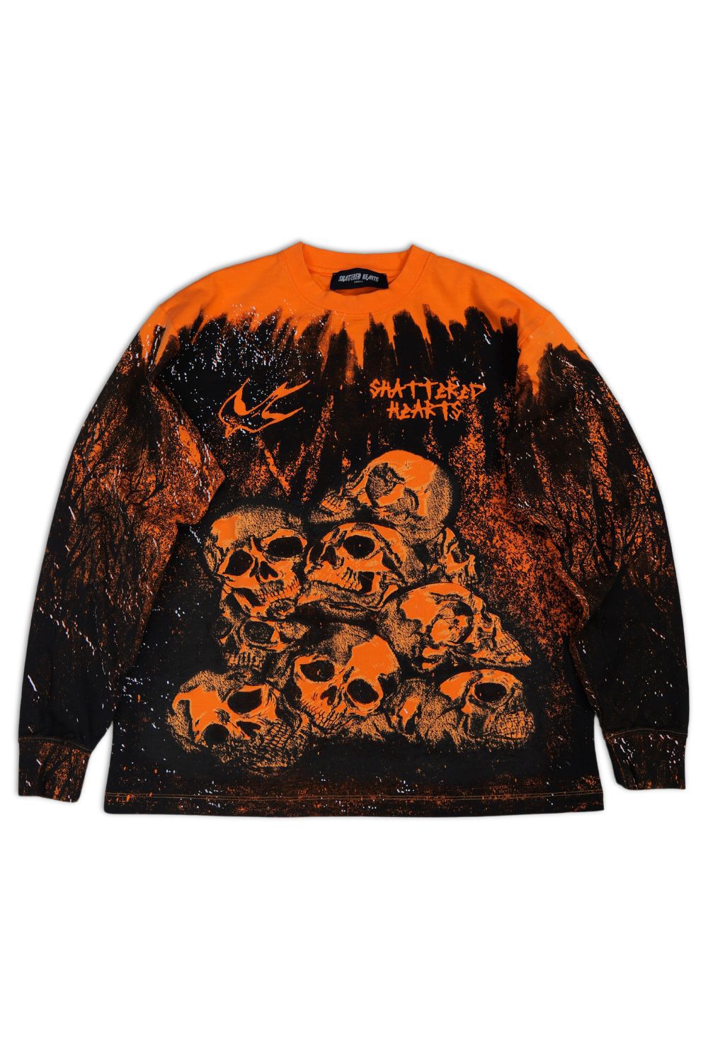 Shattered Hearts Skulls Long Sleeve Tee