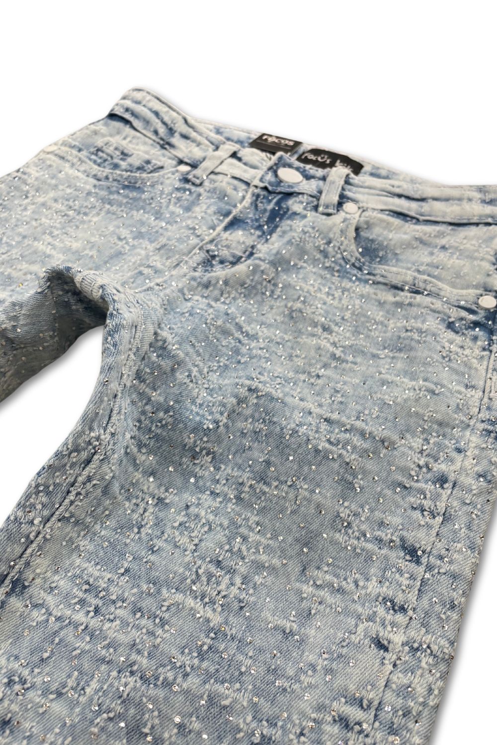 Boys Focus Diamond Denim Jeans- Ice Blue