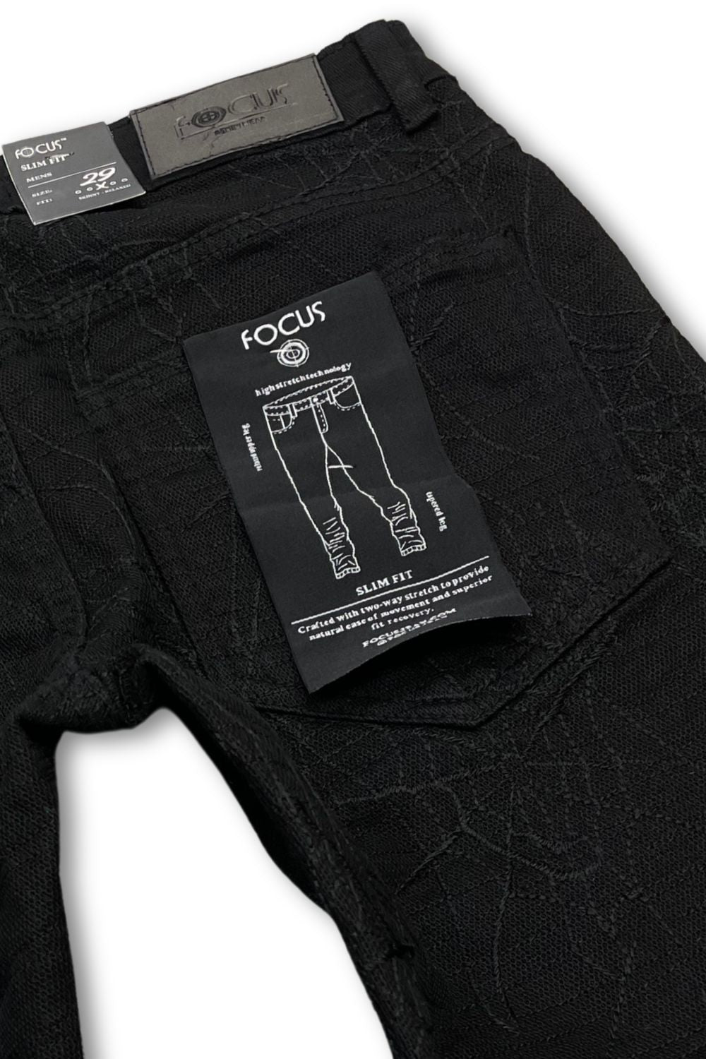 Focus Stacked Spiderweb Jeans- Black