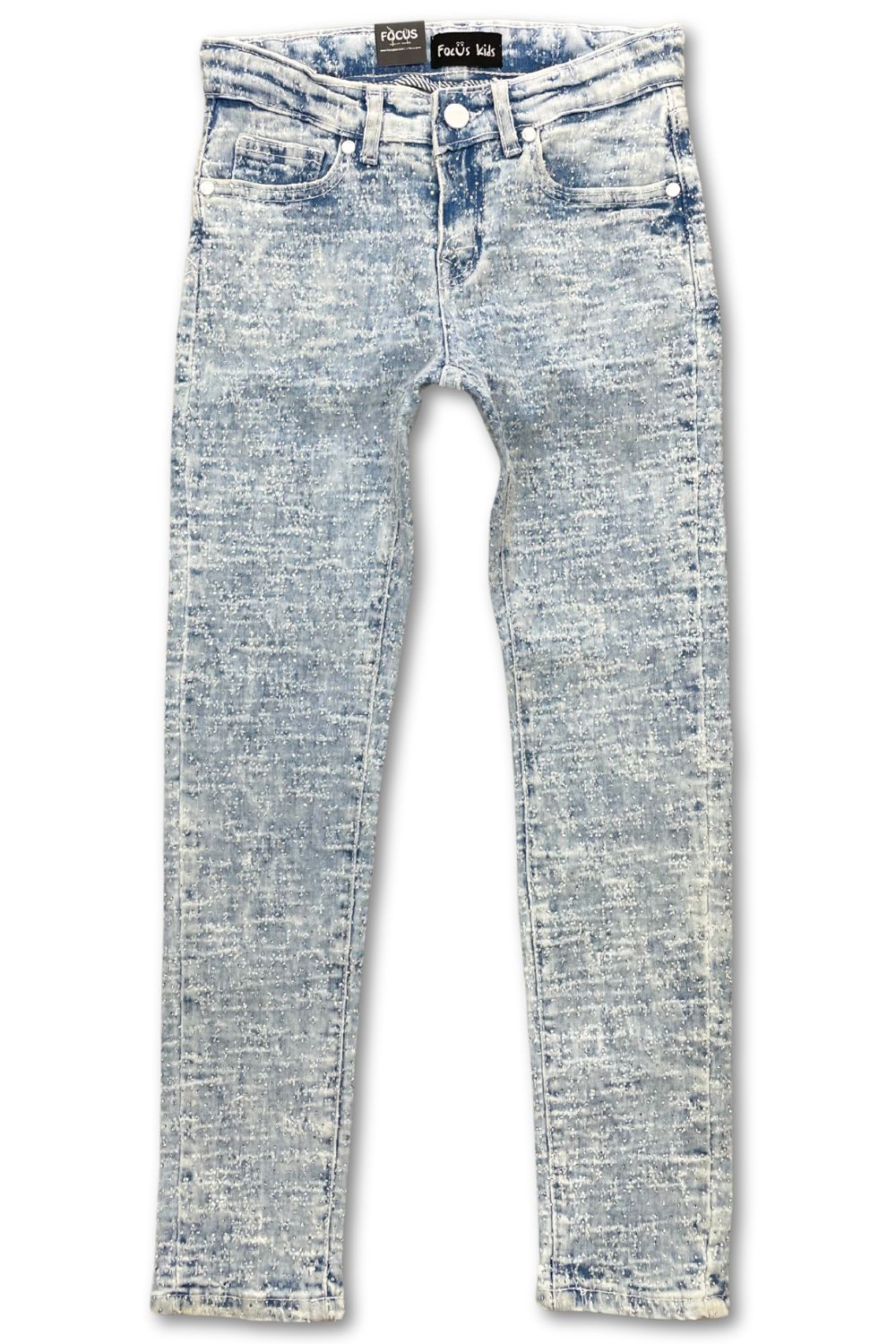 Boys Focus Diamond Denim Jeans- Ice Blue