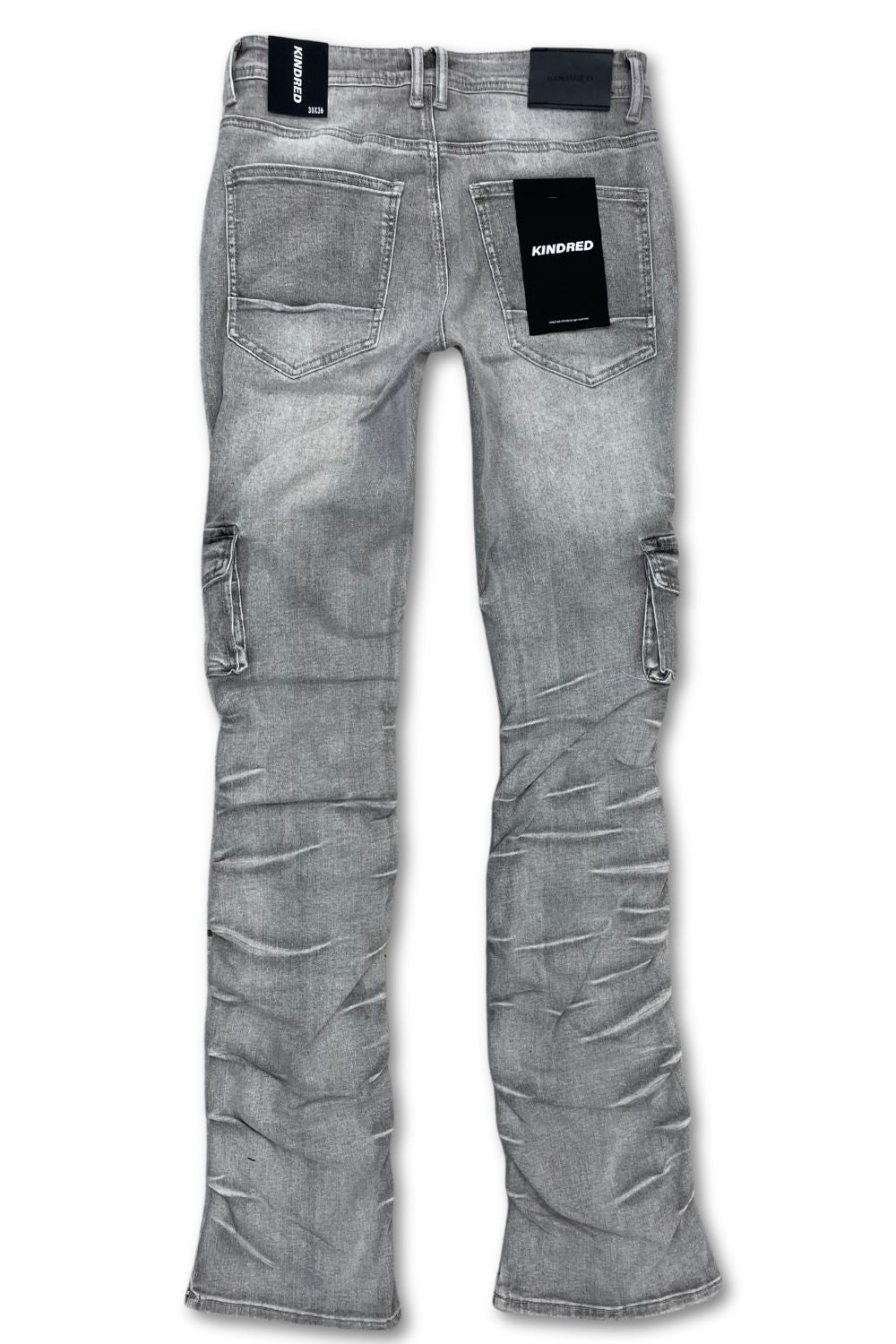 Kindred Stacked Cargo Jeans- Ice Grey