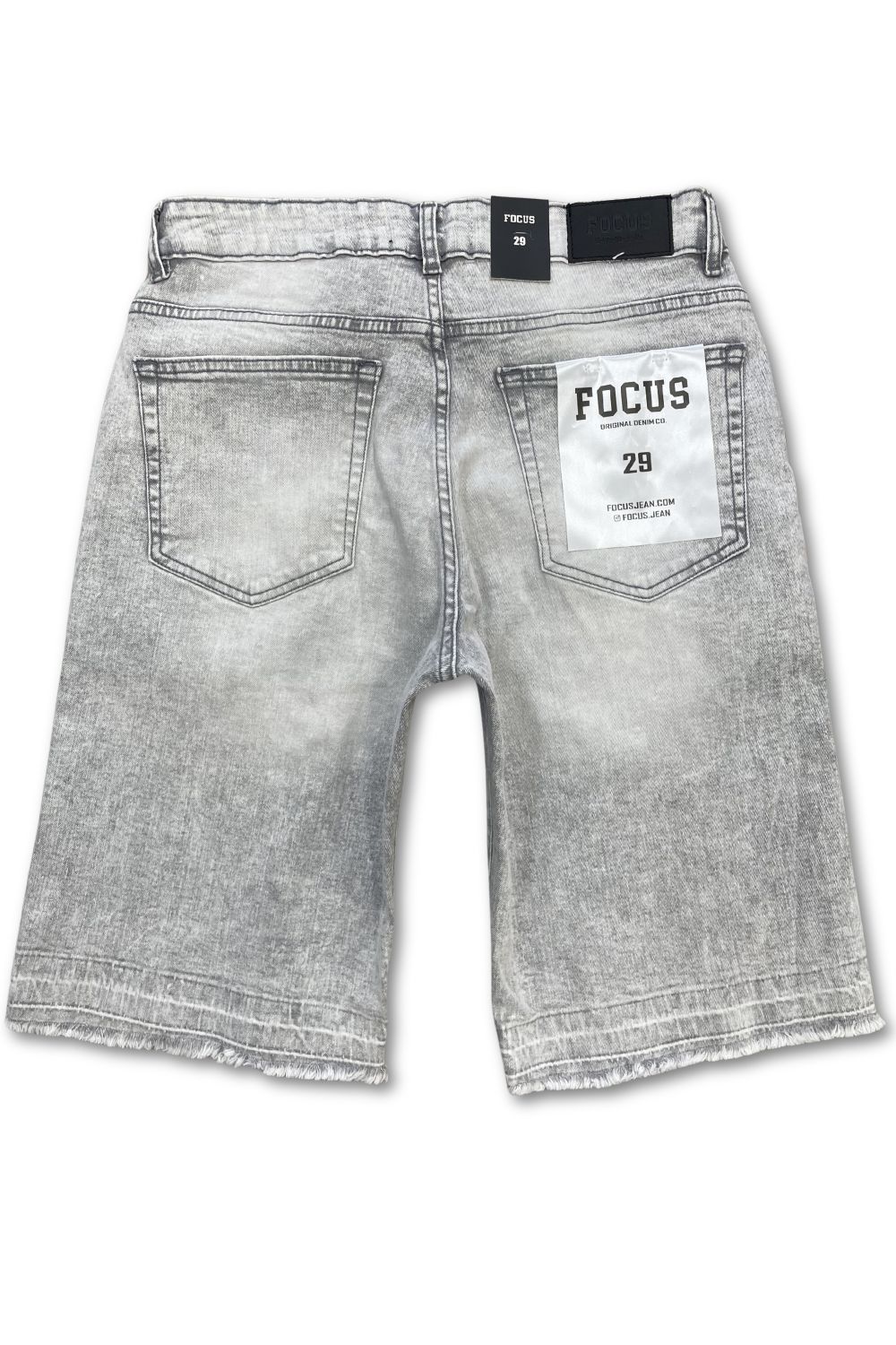Focus Embellished Jean Shorts - Grey