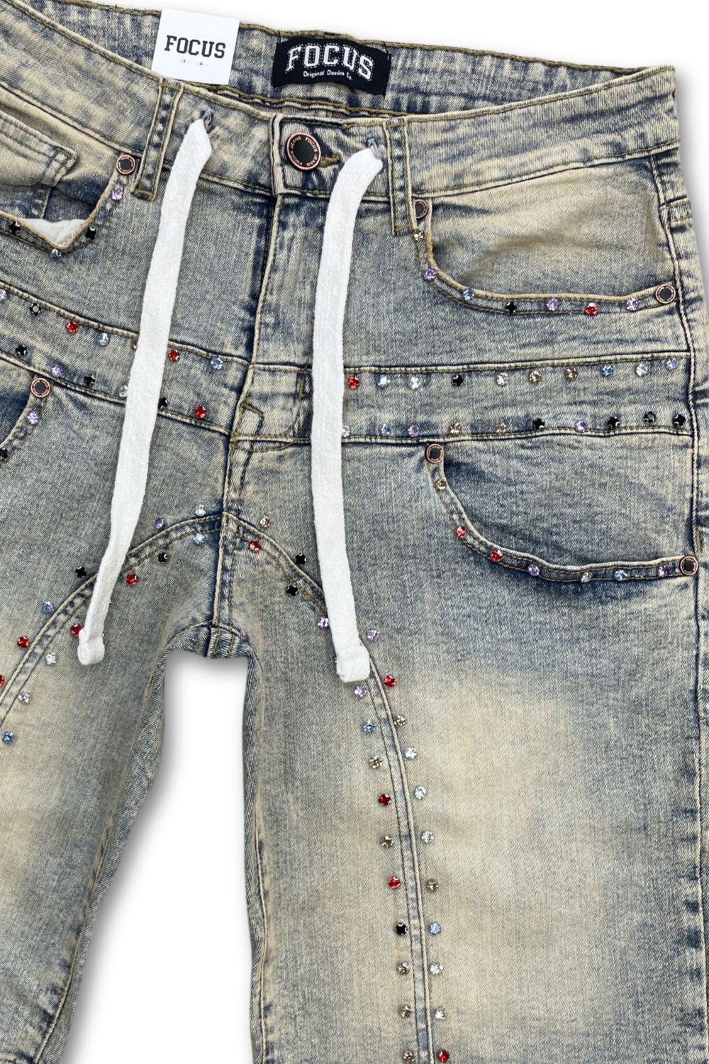 Focus Embellished Jean Shorts - Vintage