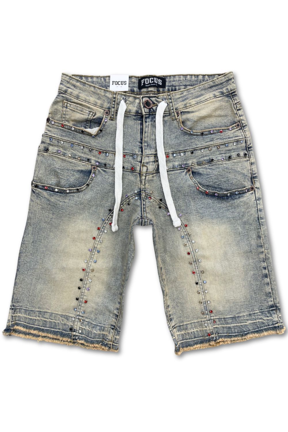 Focus Embellished Jean Shorts - Vintage
