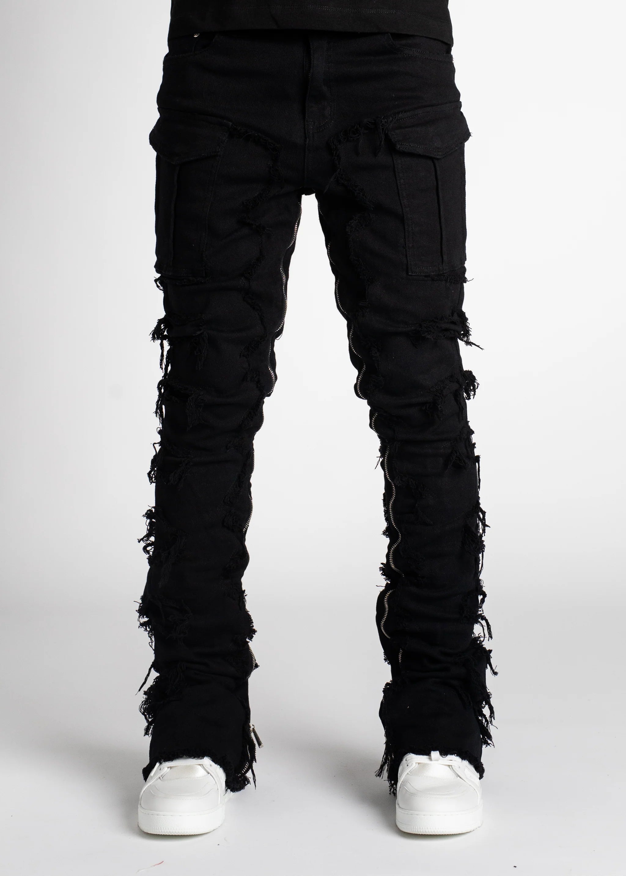 Guapi Obsidian Black Stacked Jeans