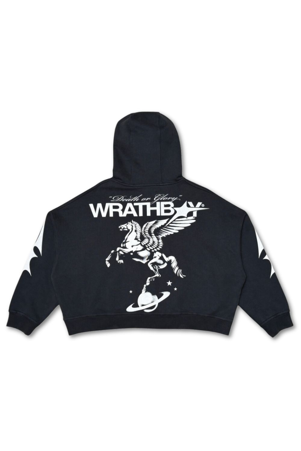 WrathBoy -Oversize Crop Glory Hoodie -  Black