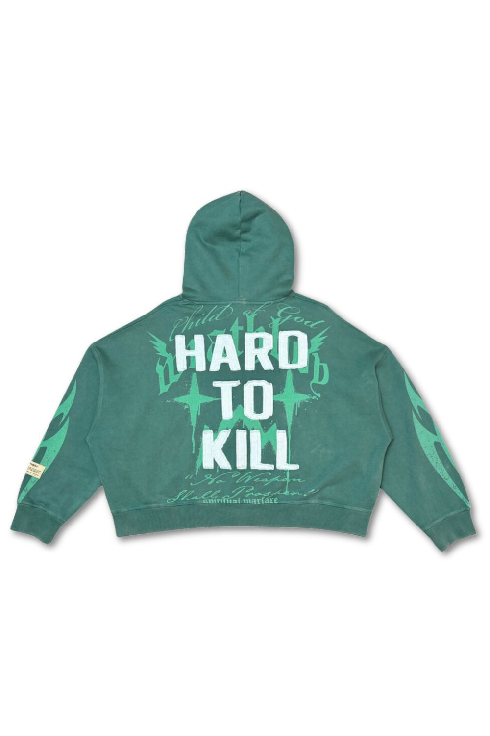 WrathBoy Oversize Crop Hard To Kill Hoodie - Green