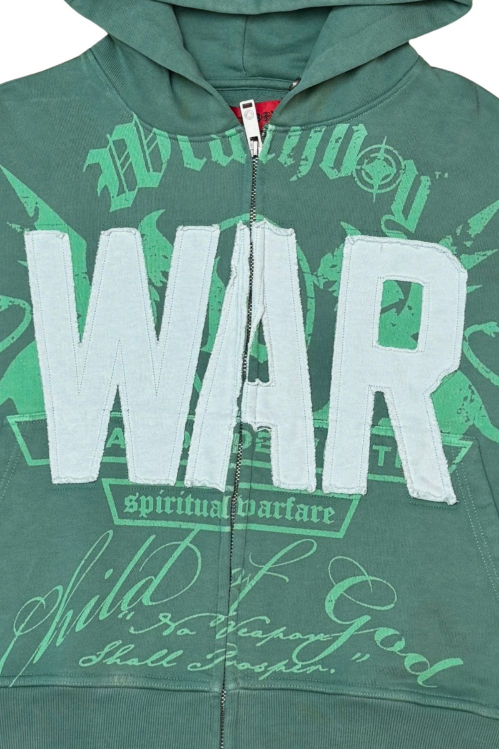 WrathBoy Oversize Crop Hard To Kill Hoodie - Green