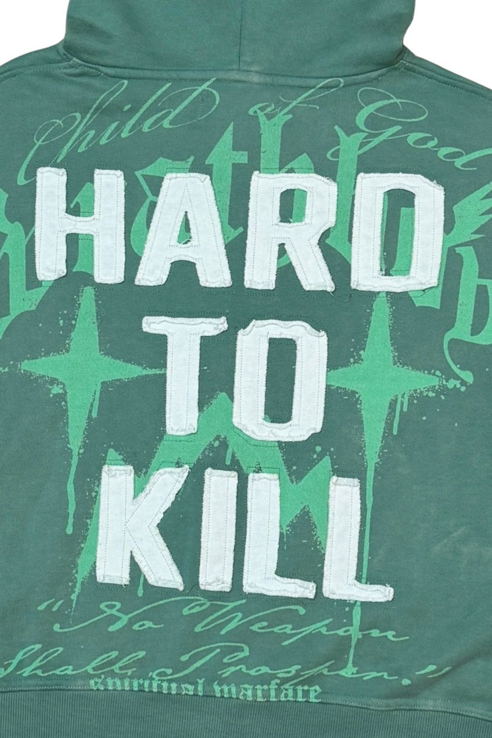 WrathBoy Oversize Crop Hard To Kill Hoodie - Green