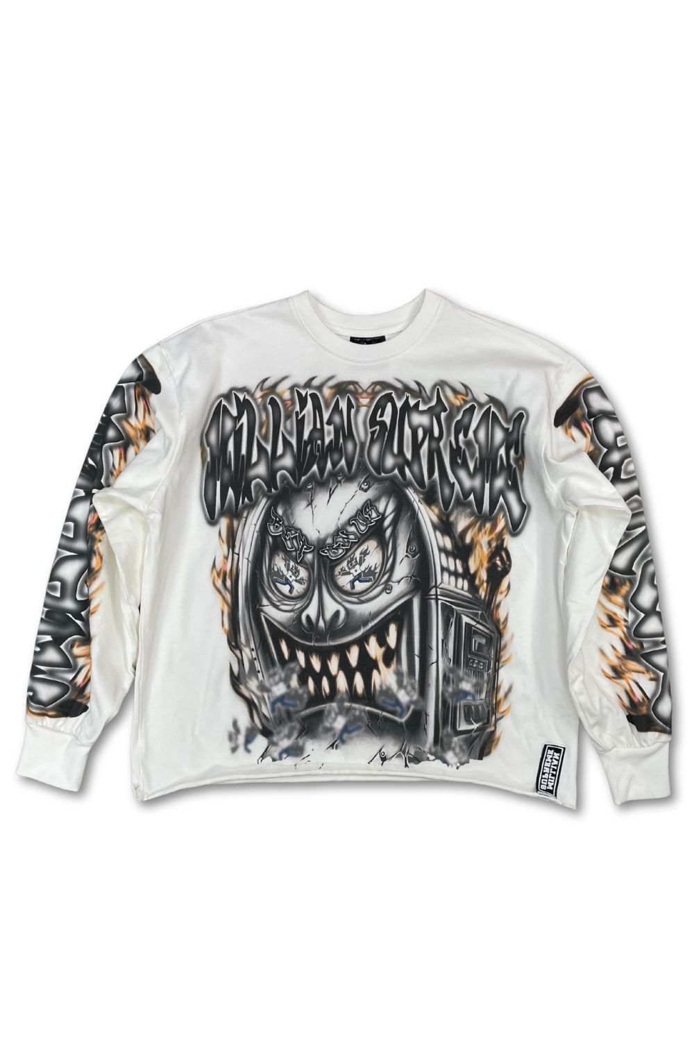 Millian Supreme Flaming Graffiti Cropped Long Sleeve Tee