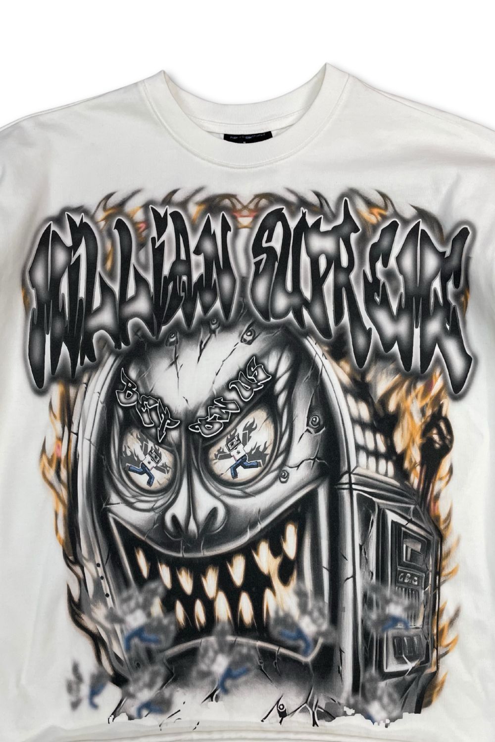 Millian Supreme Flaming Graffiti Cropped Long Sleeve Tee