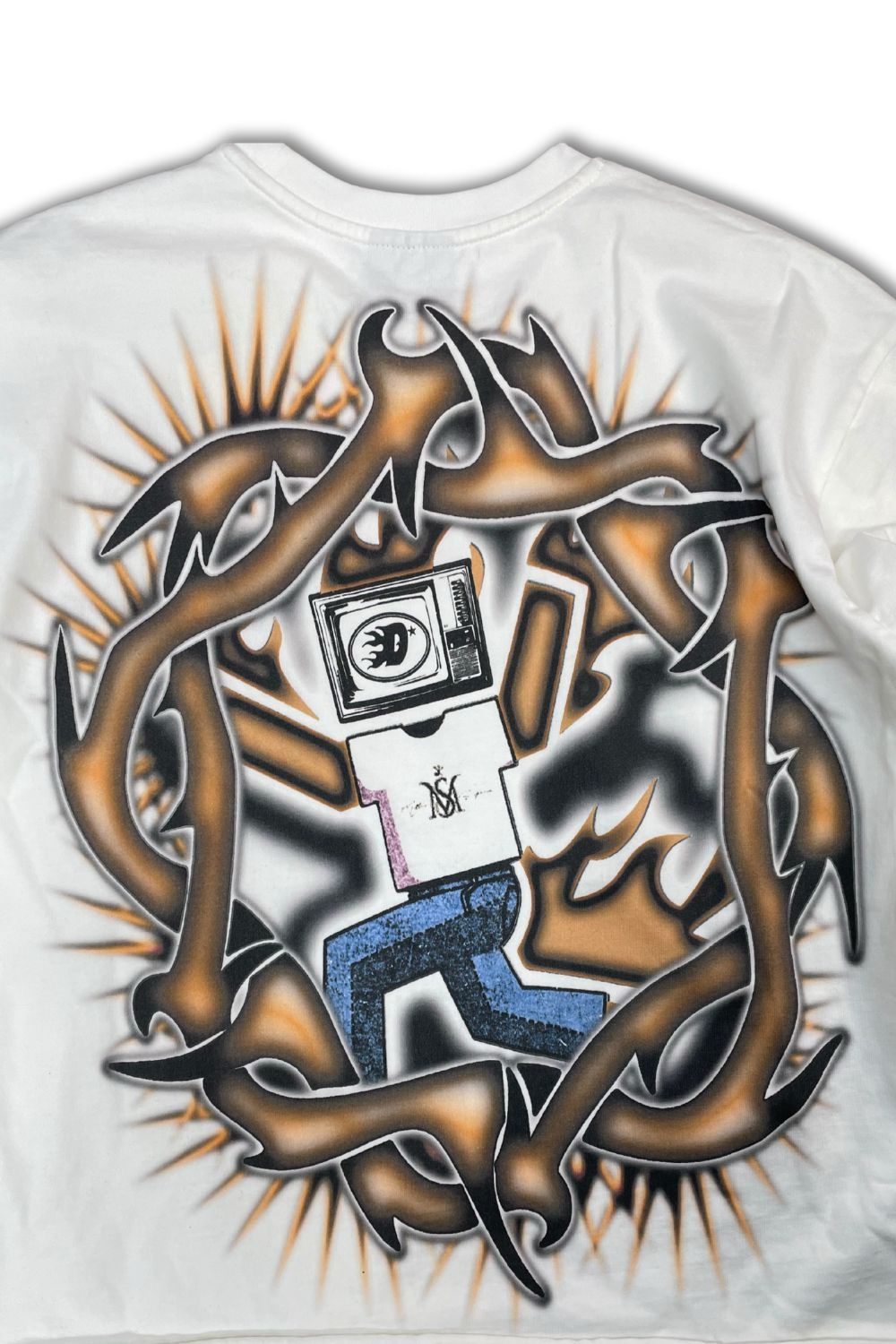 Millian Supreme Flaming Graffiti Cropped Long Sleeve Tee