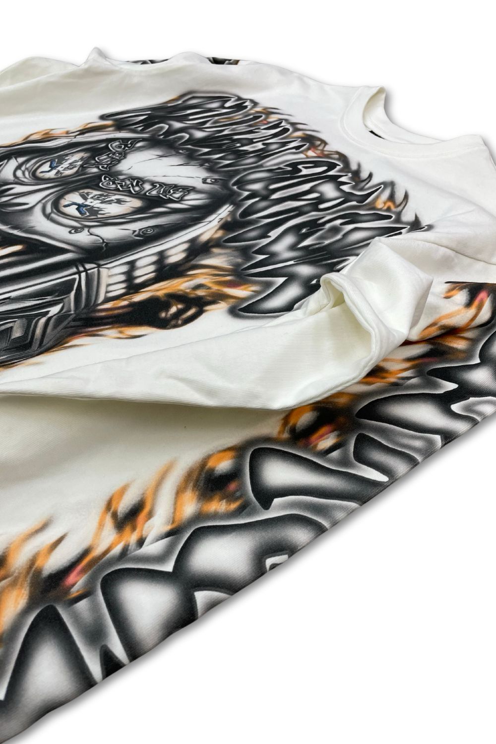Millian Supreme Flaming Graffiti Cropped Long Sleeve Tee