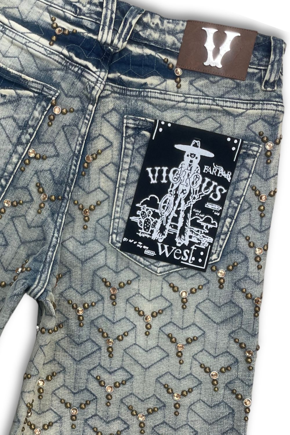 Vicious Denim Embellished Denim Jean Shorts -Gold