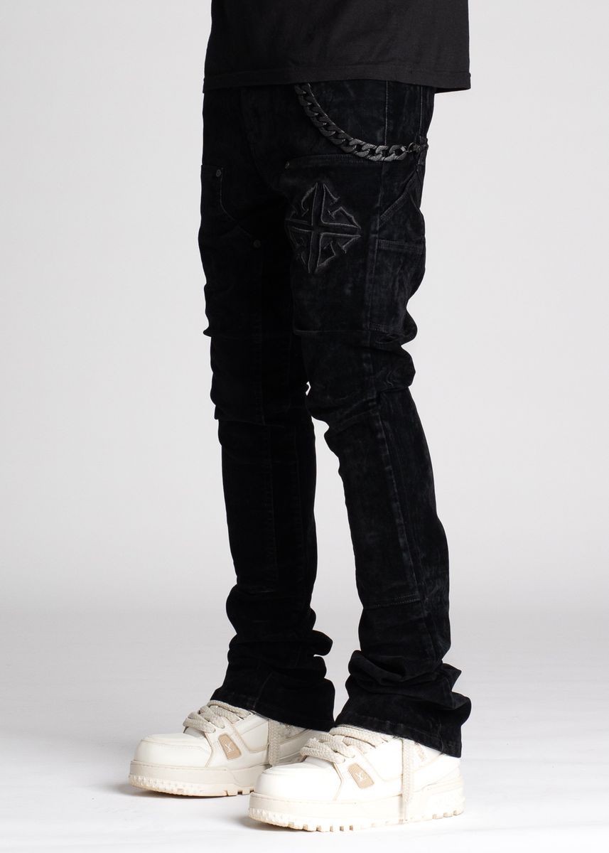 Guapi All Black Velour Denim Jeans