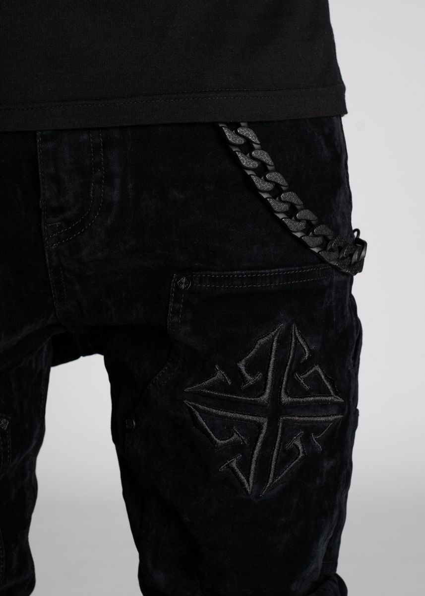 Guapi All Black Velour Denim Jeans