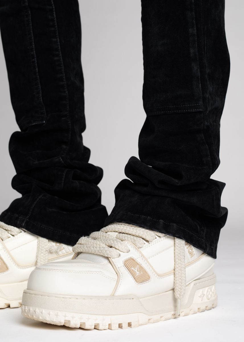 Guapi All Black Velour Denim Jeans