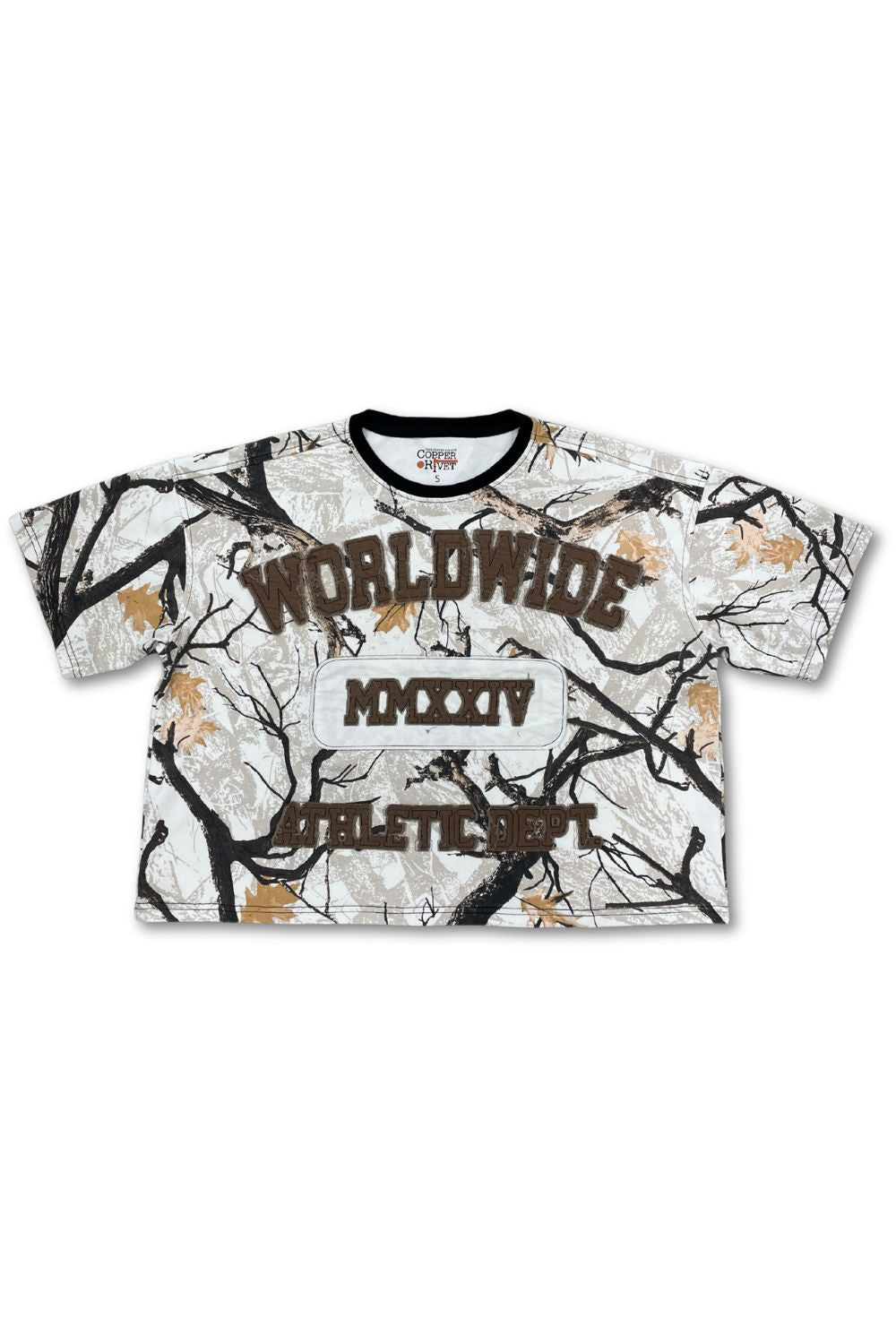 Copper Rivet White Hunter Camo Cropped T-Shirt