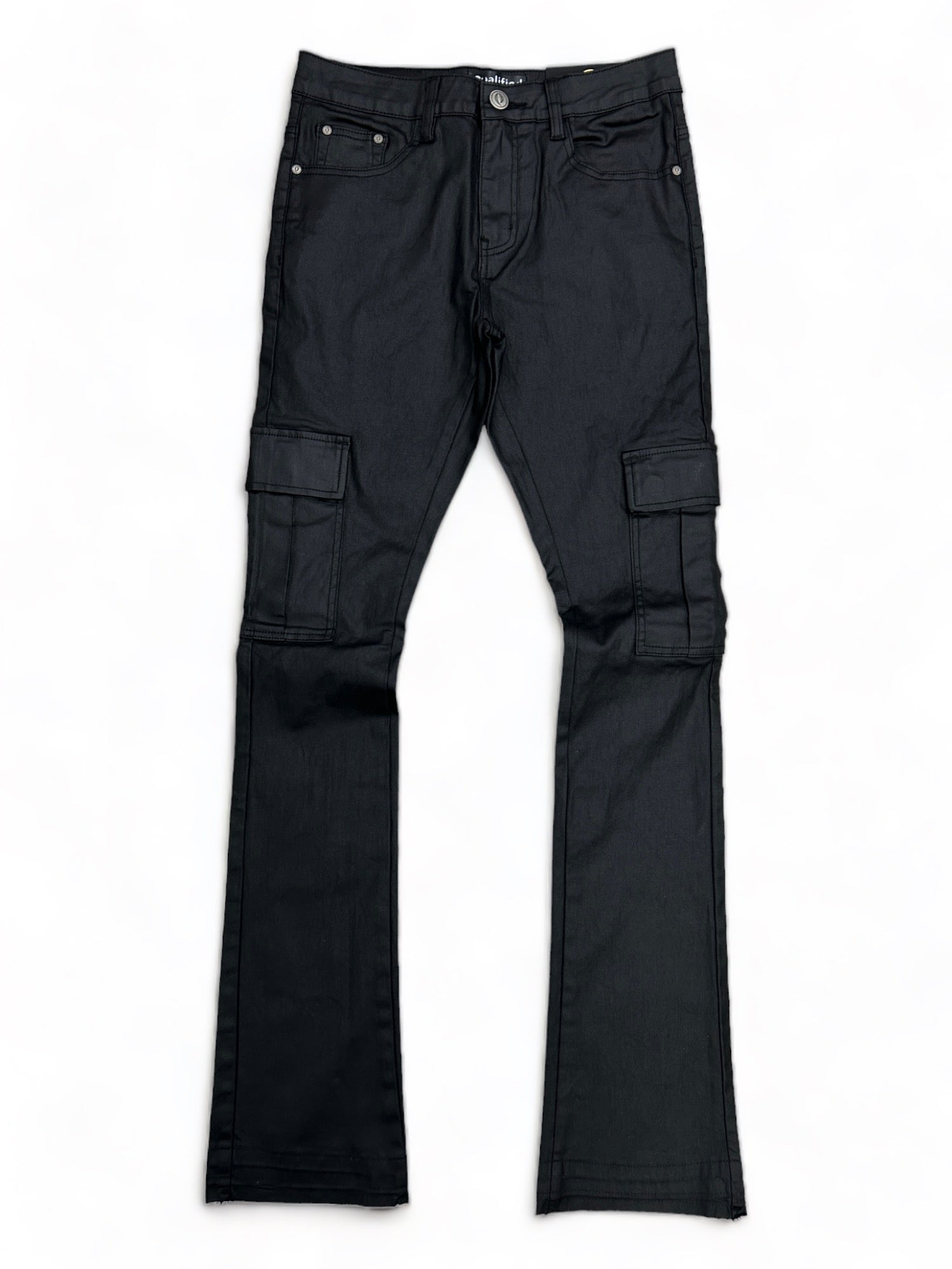 Qualified Denim Premium Wax Coated Cargo Stacked Pants