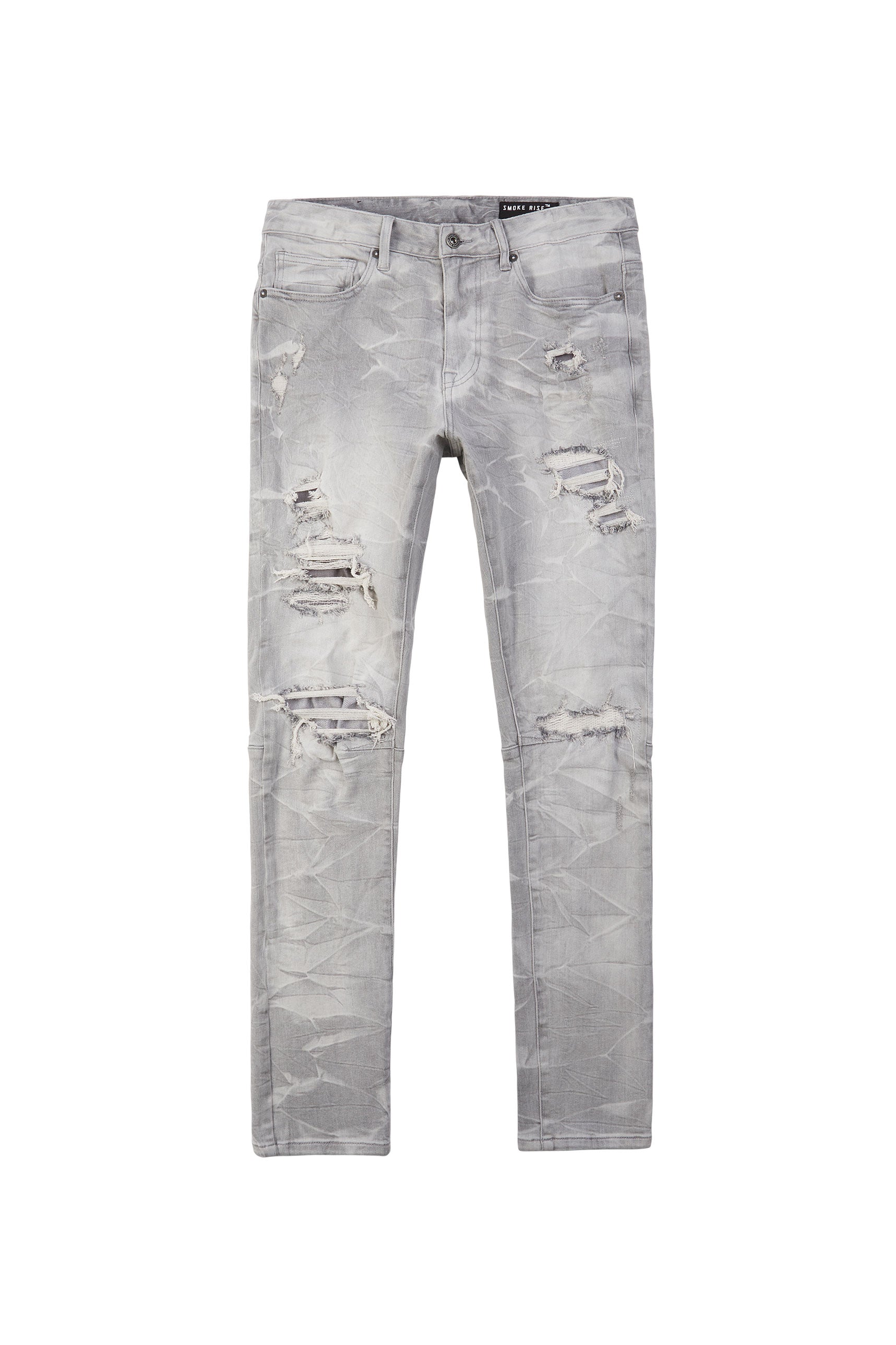 Smoke Rise Lightning Effect Denim Jeans (Cloud Grey)