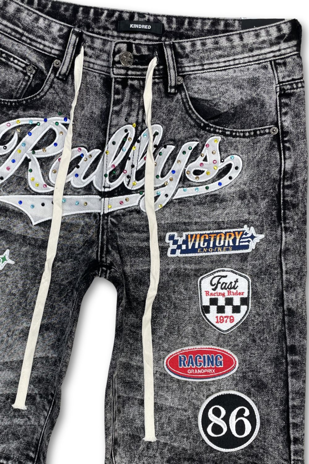 Kindred Rallys Patch Work Jean Short - Black