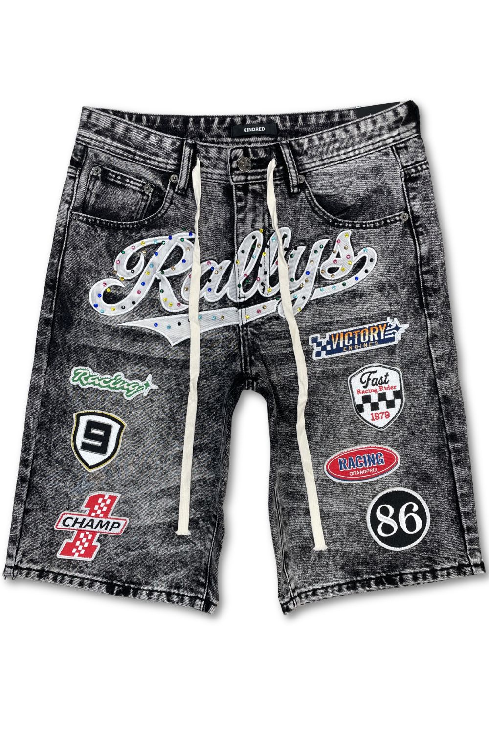 Kindred Rallys Patch Work Jean Short - Black