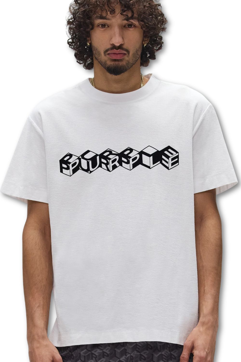 Purple Brand Cube Wordmark T - Shirt - White