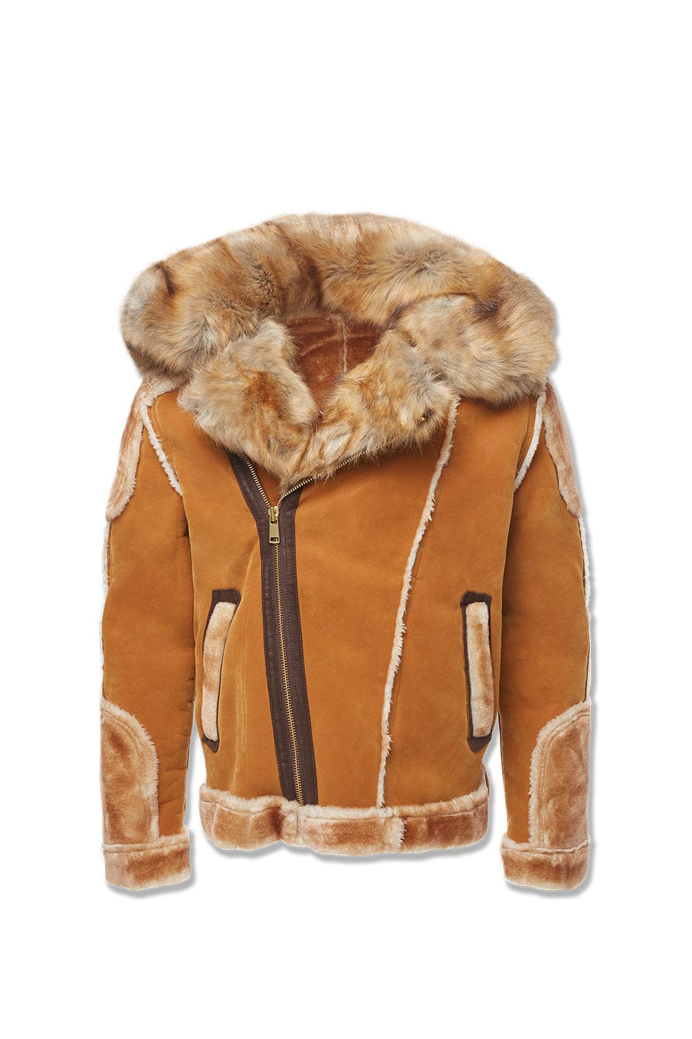 Jordan Craig EL Jefe Shearling Moto Jacket - Cognac