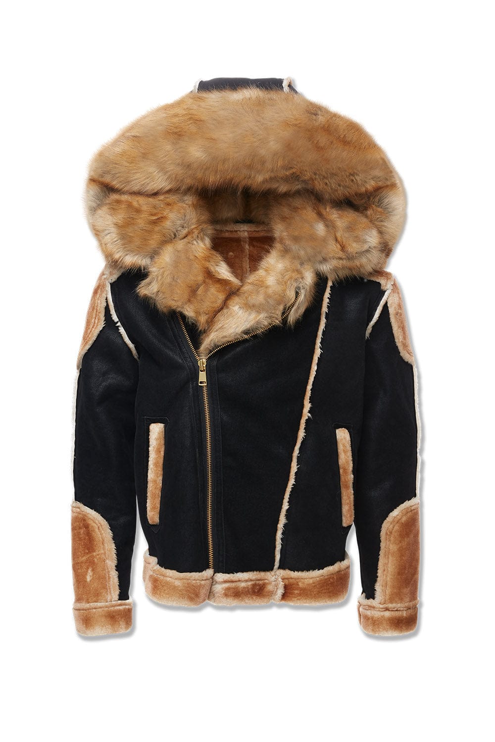 Jordan Craig El Jefe Shearling Moto Coat (Black/Coffee)