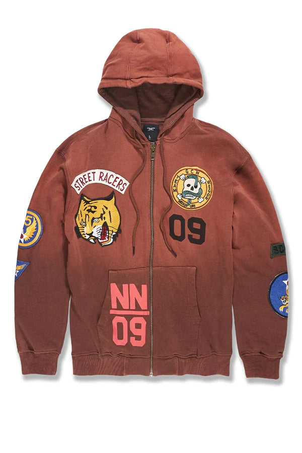 Jordan Craig-War Report Zip Up Hoodie -Chocolate