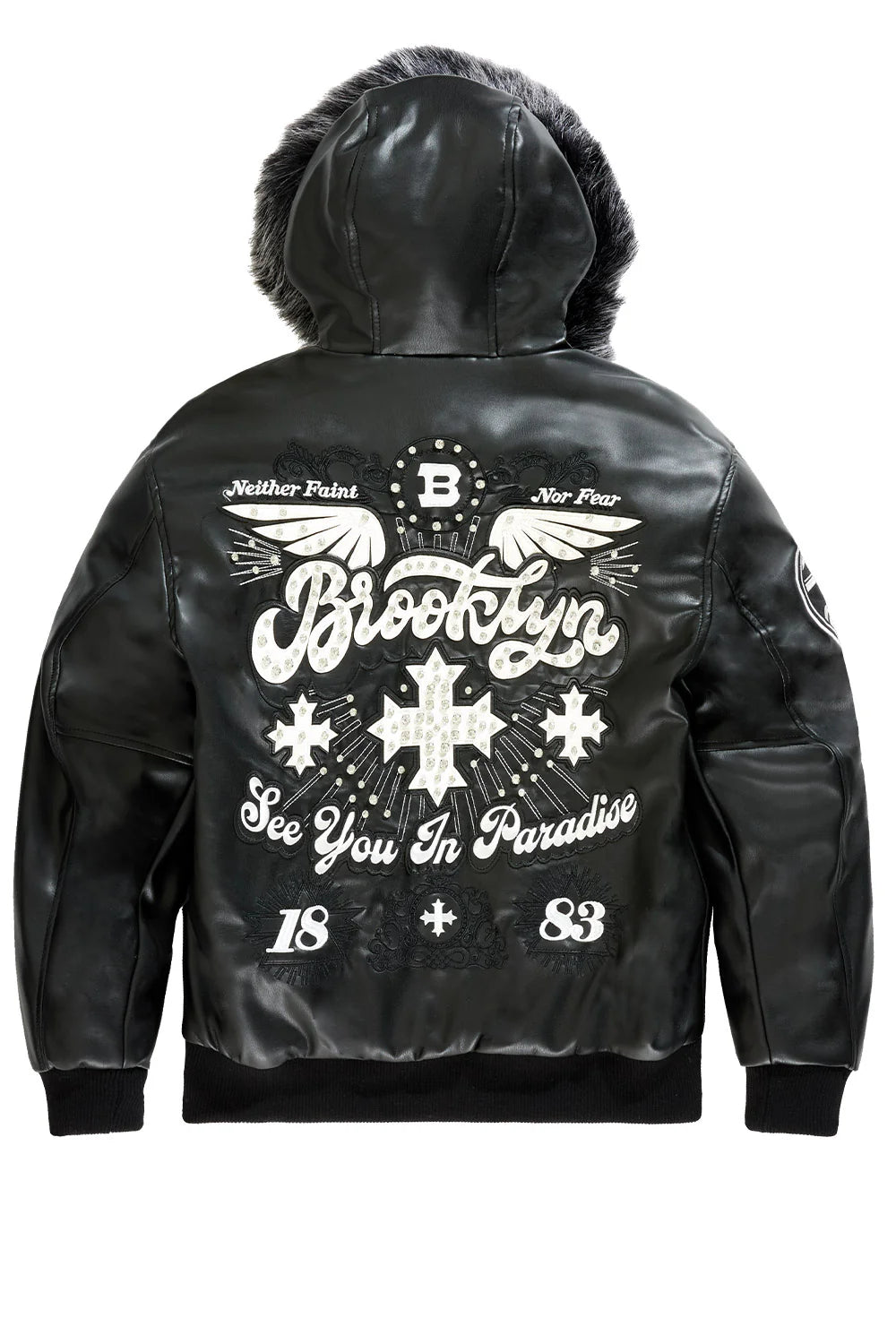 See You In Paradise- Crooklyn Hooded Bomber Jacket -Black